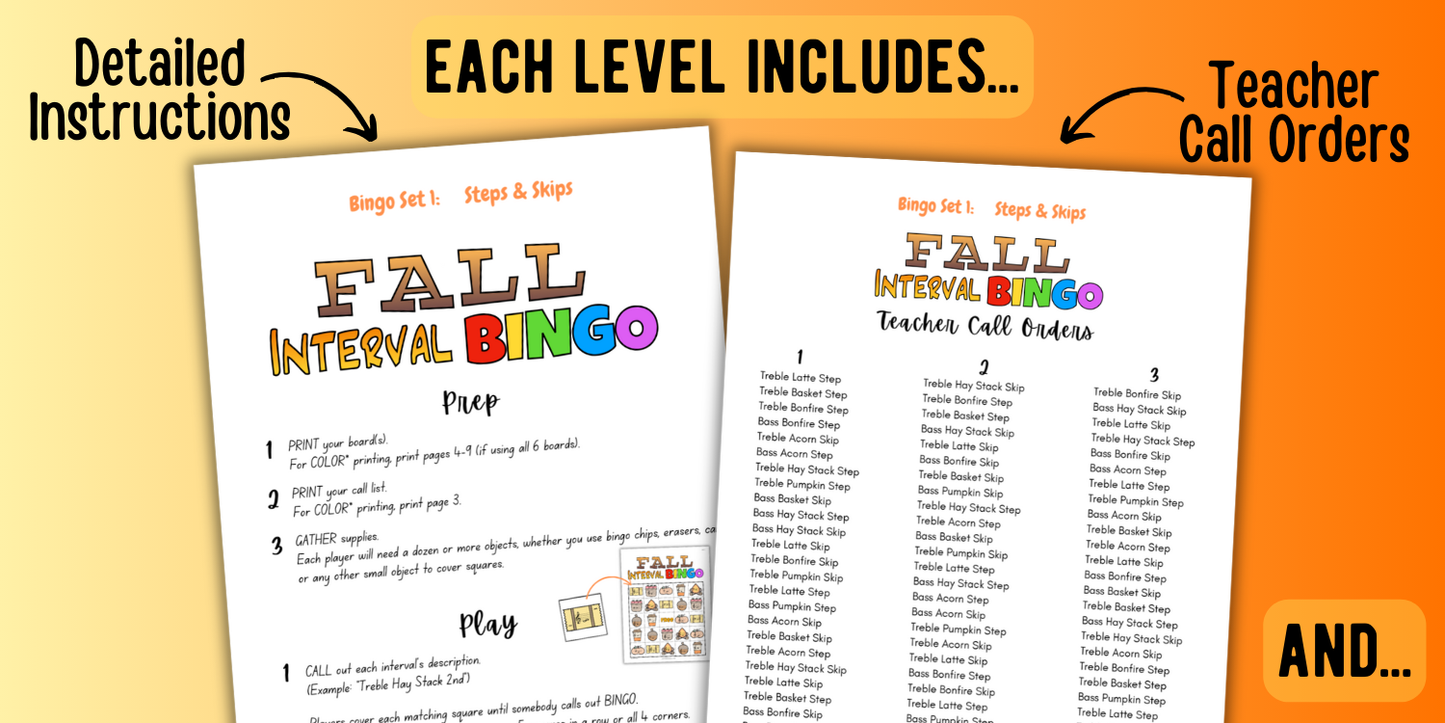 Fall Music Interval Bingo
