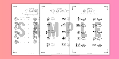 Valentine's Day KEY SIGNATURES Worksheets