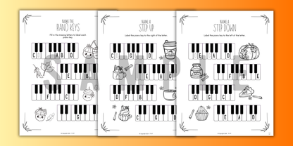 Fall PIANO KEYS Music Worksheets