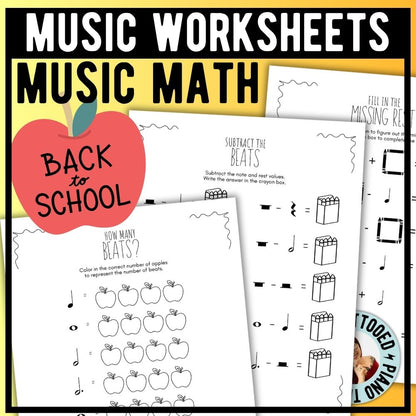Back to School MUSIC MATH Music Worksheets
