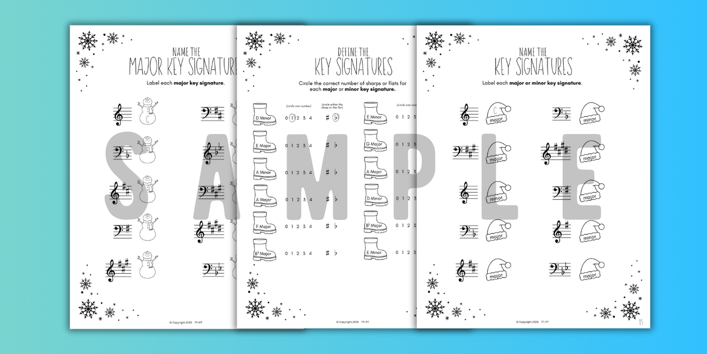 Winter KEY SIGNATURES Worksheets