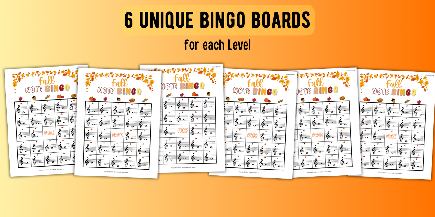 Fall Music Note Bingo