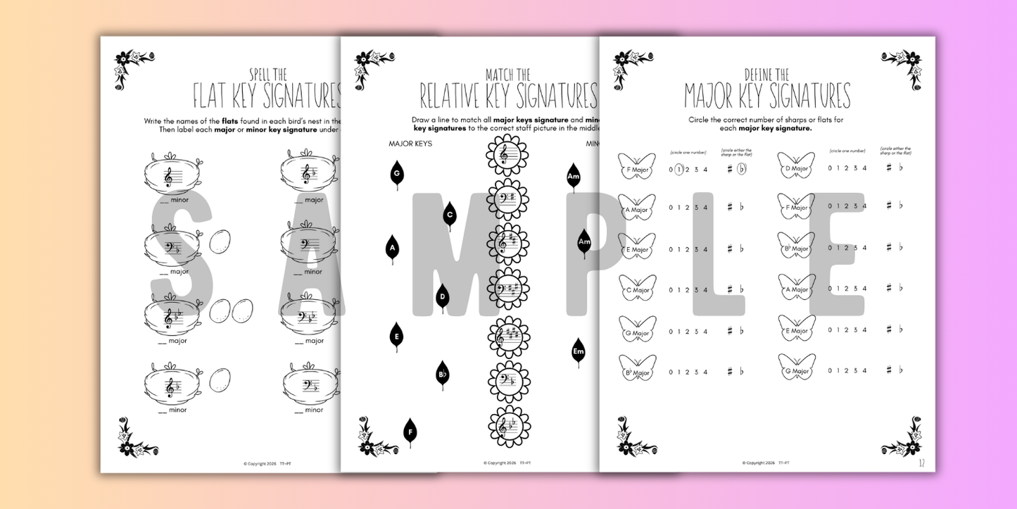 Spring KEY SIGNATURES Worksheets