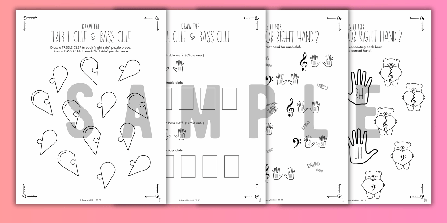 Valentine's Day FINGER NUMBERS Music Worksheets