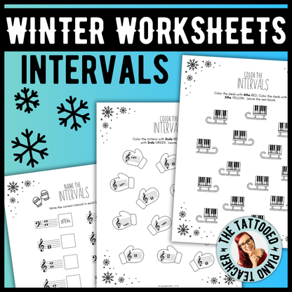 Winter INTERVALS Music Worksheets