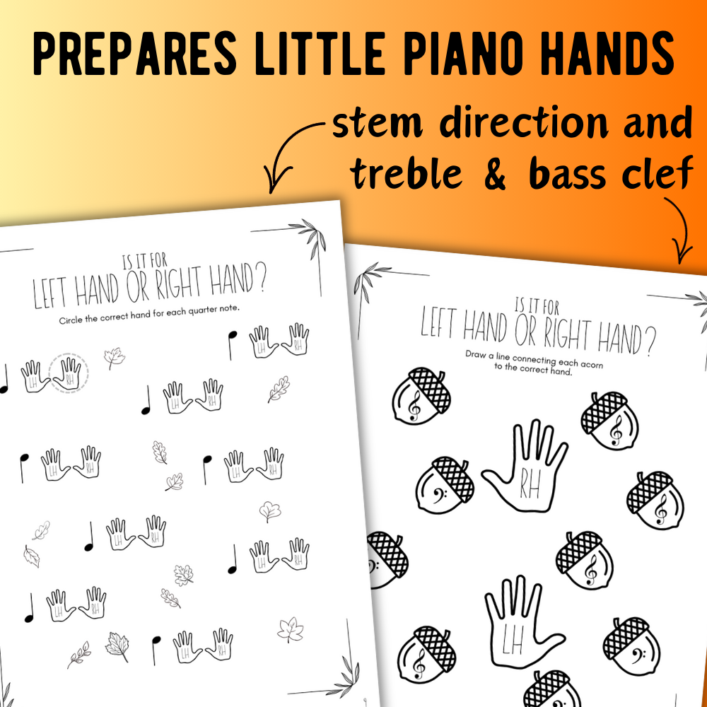 Fall FINGER NUMBERS Music Worksheets