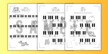 Back to School PIANO KEYS Music Worksheets
