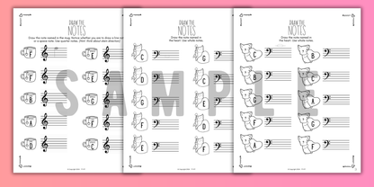 Valentine's Day NOTE NAMING Music Worksheets