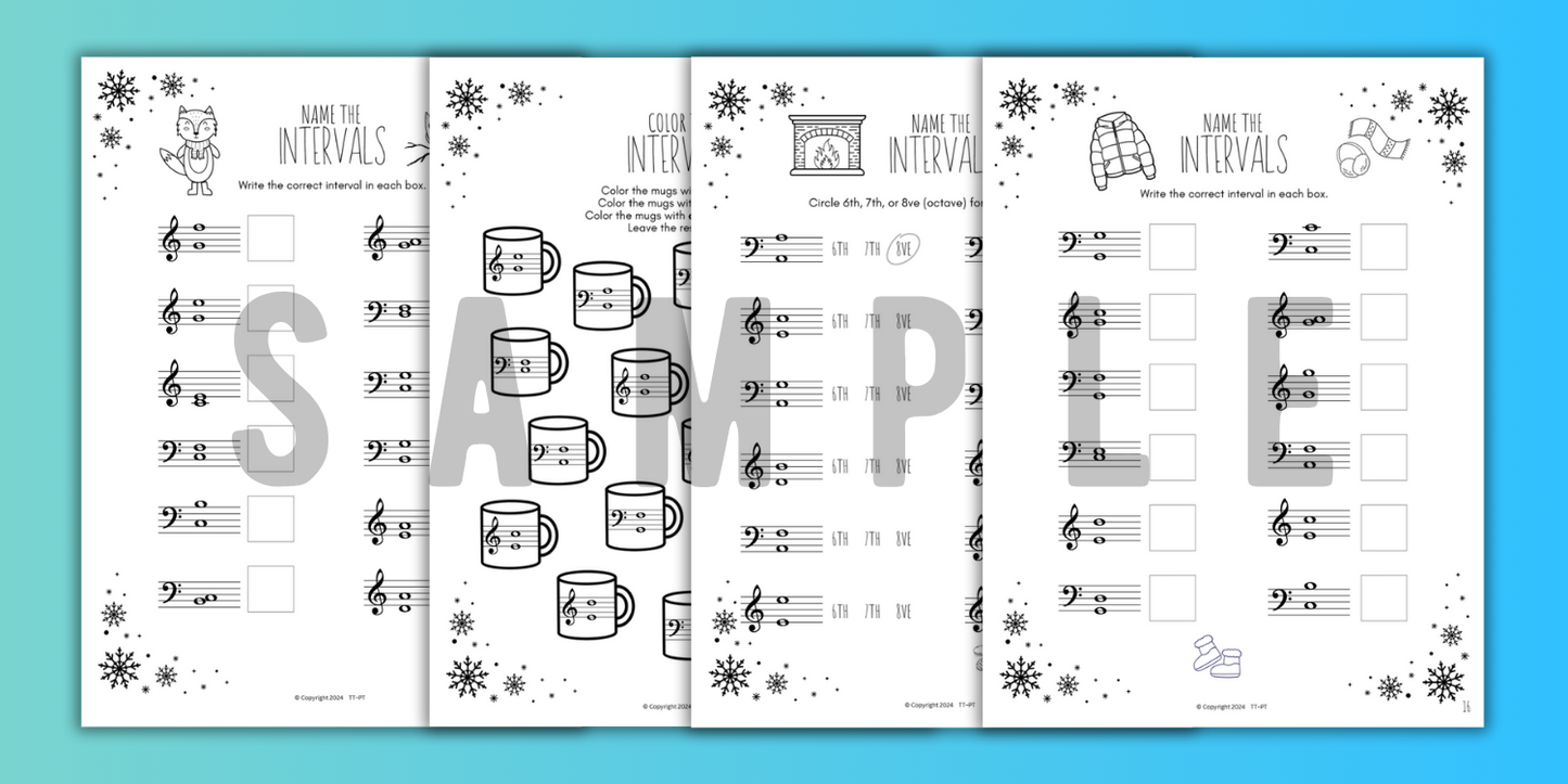Winter INTERVALS Music Worksheets