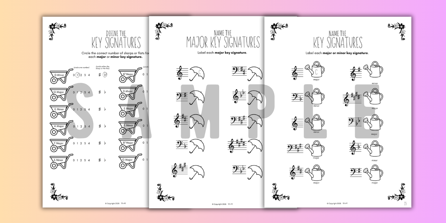 Spring KEY SIGNATURES Worksheets