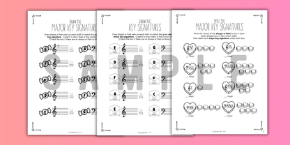 Valentine's Day KEY SIGNATURES Worksheets