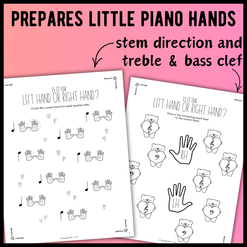 Valentine's Day FINGER NUMBERS Music Worksheets