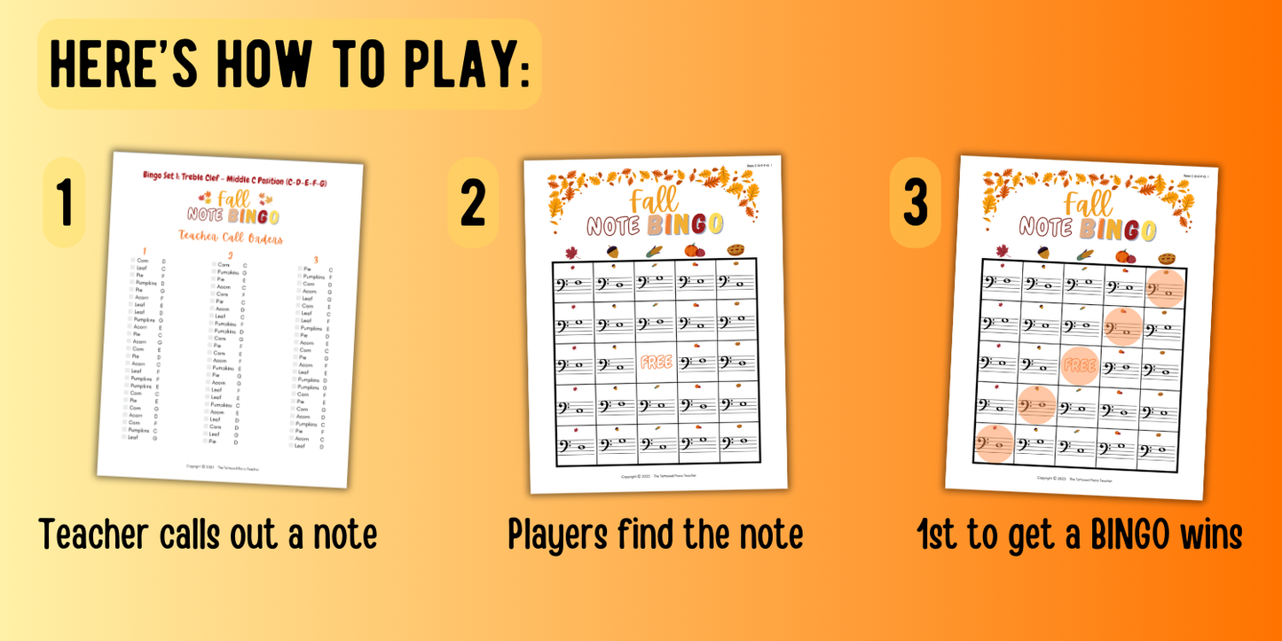 Fall Music Note Bingo