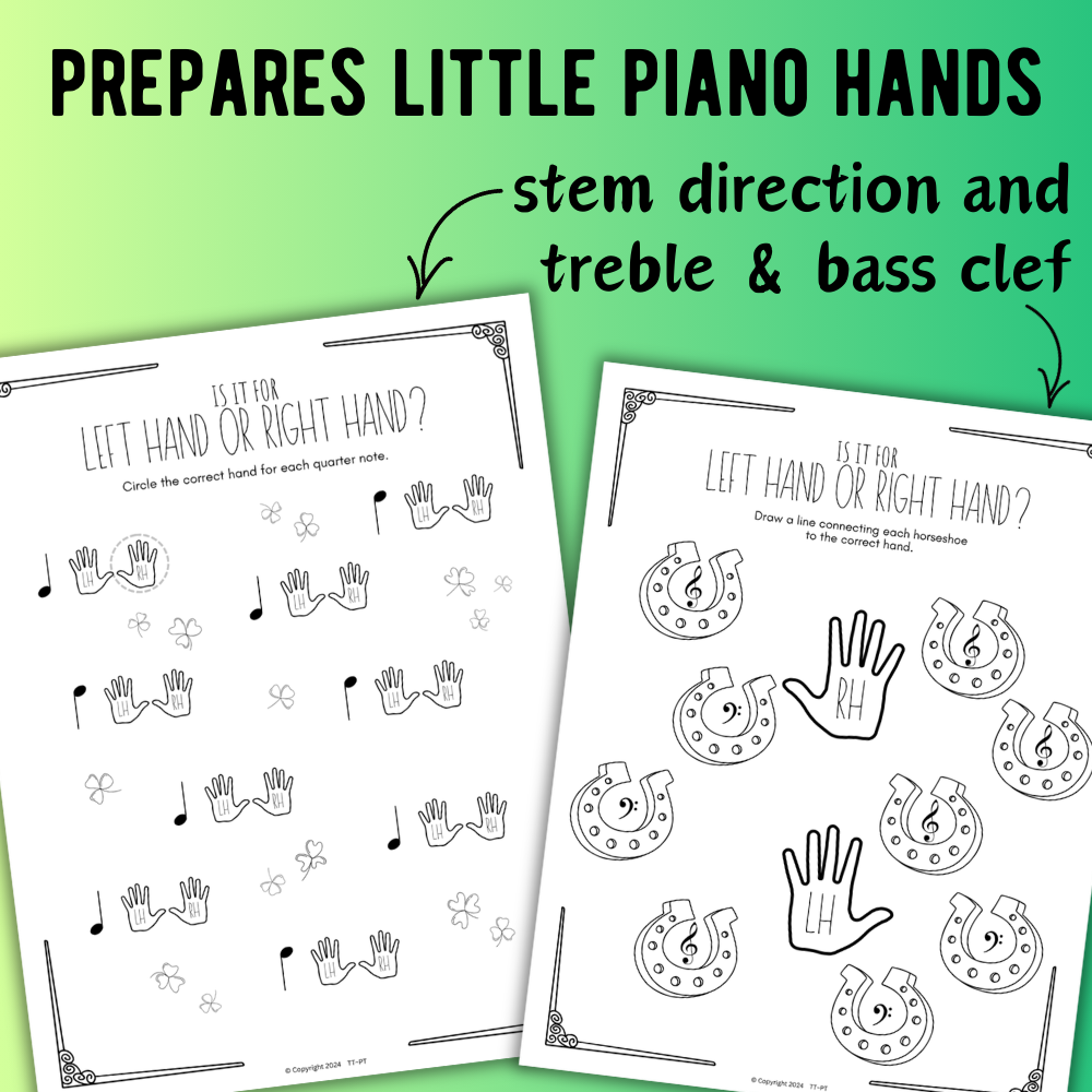 St. Patrick's Day FINGER NUMBERS Music Worksheets