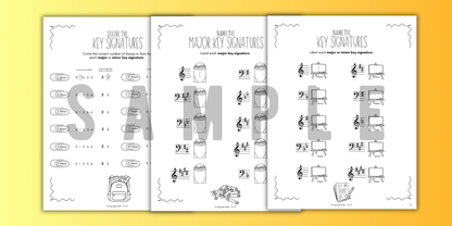 Back to School KEY SIGNATURES Worksheets