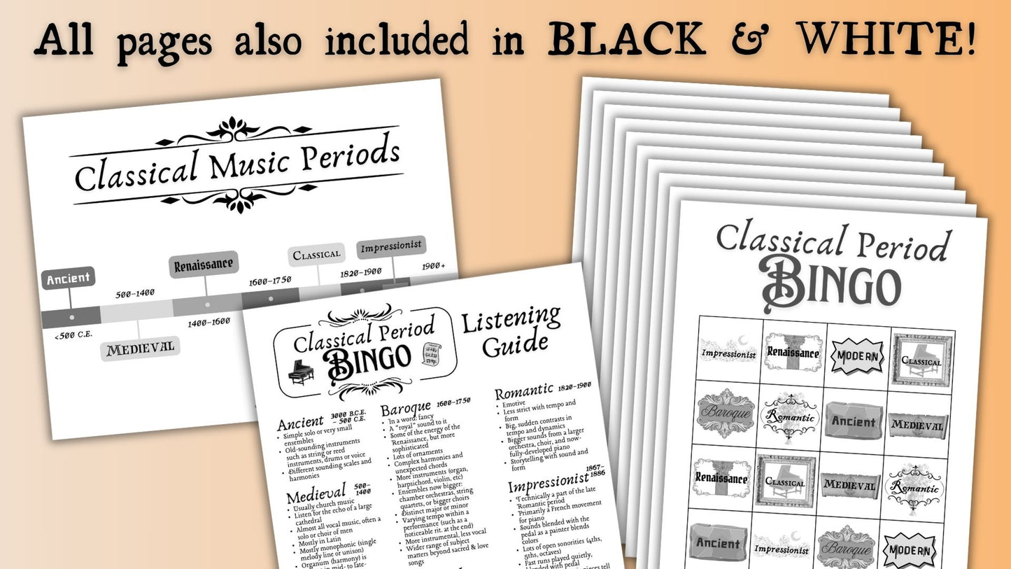 Classical Period Bingo