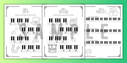 St. Patrick's Day PIANO KEYS Music Worksheets