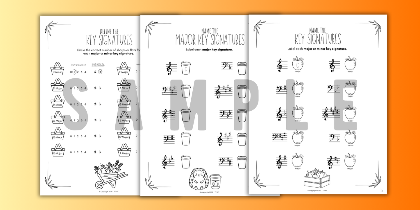 Fall KEY SIGNATURES Worksheets