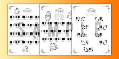 Fall PIANO KEYS Music Worksheets