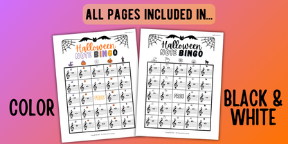 Halloween Music Note Bingo