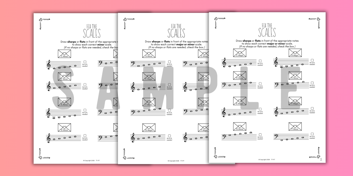 Valentine's Day SCALES Worksheets