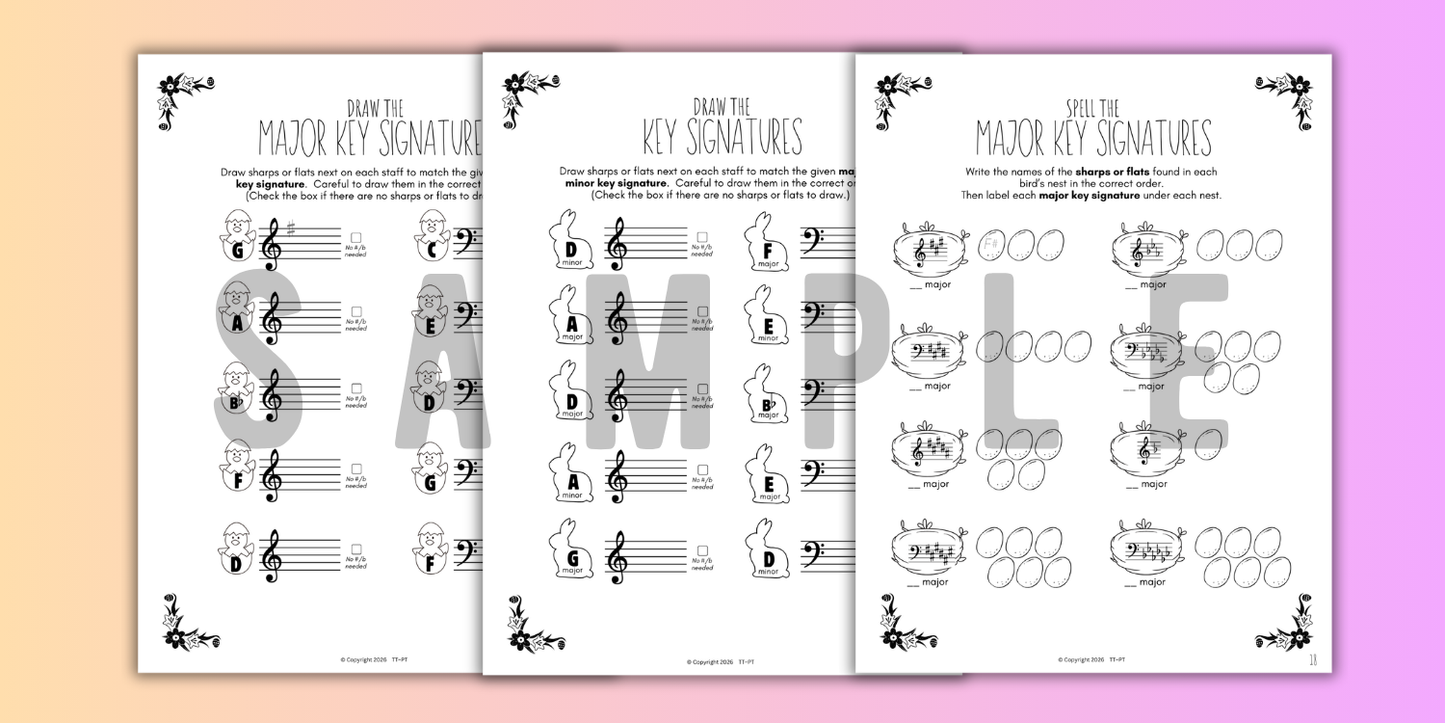 Spring KEY SIGNATURES Worksheets
