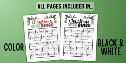 Christmas Music Note Bingo
