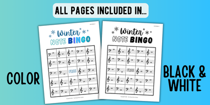 Winter Music Note Bingo