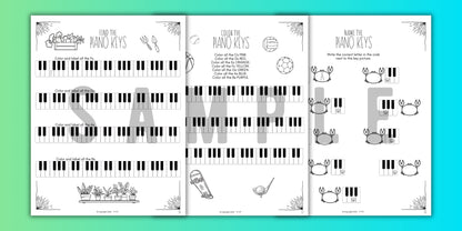 Summer PIANO KEYS Music Worksheets