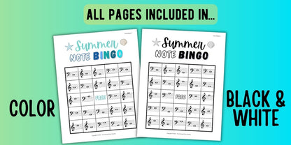 Summer Music Note Bingo