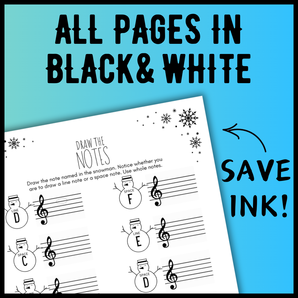 Winter NOTE NAMING Music Worksheets