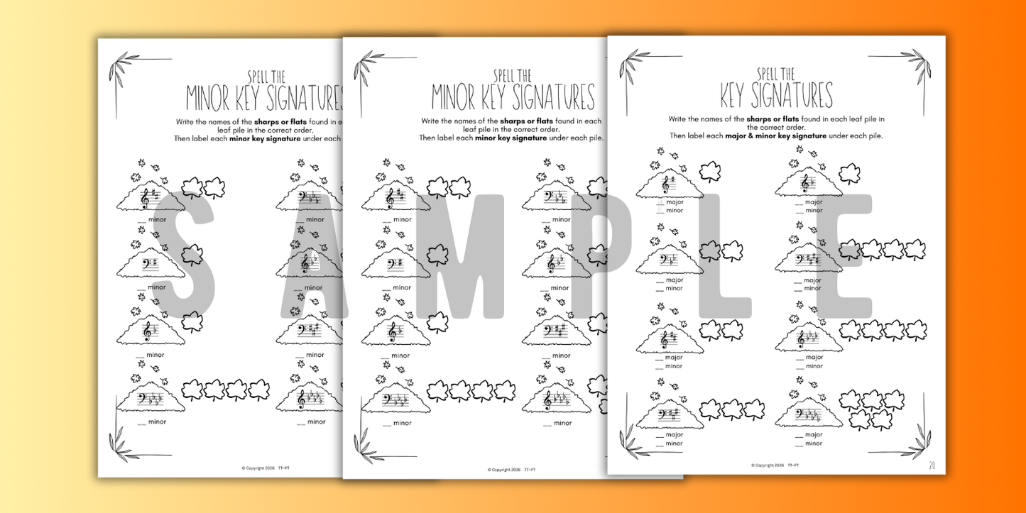 Fall KEY SIGNATURES Worksheets