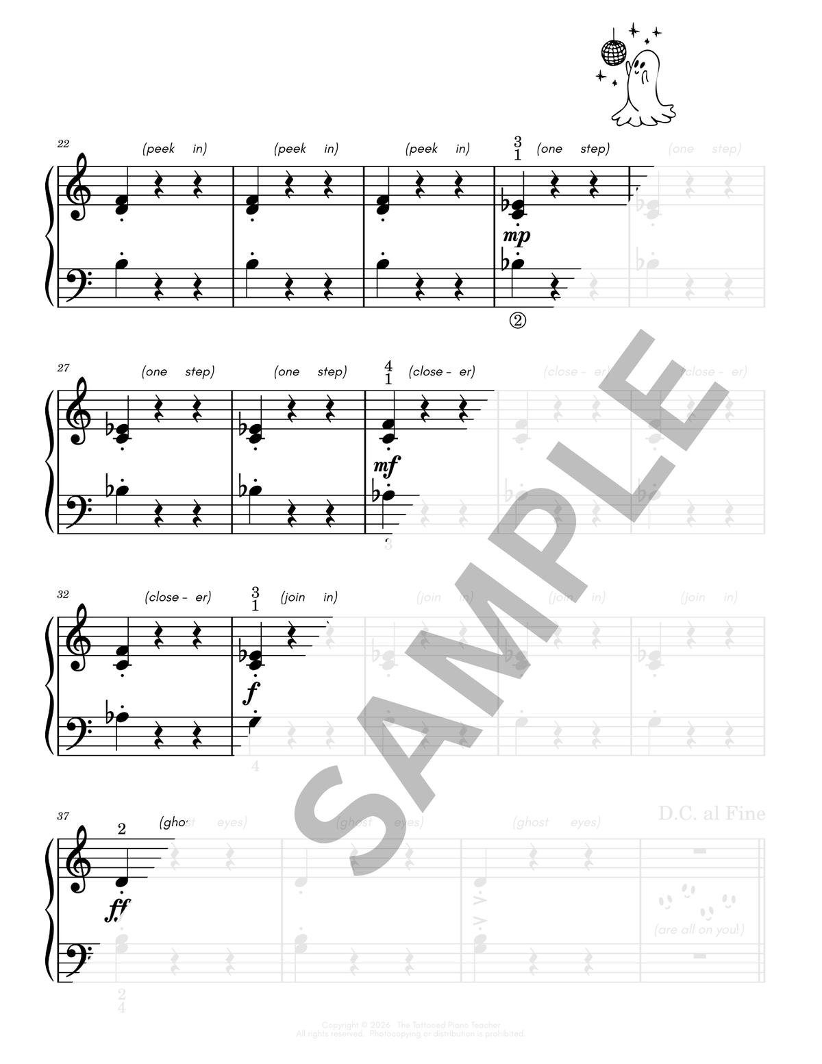 Ghost Waltz - Level 1 Early Elementary Halloween Piano Solo Sheet Music
