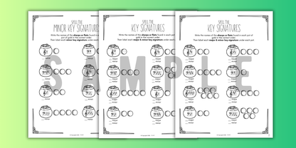 St. Patrick's Day KEY SIGNATURES Worksheets