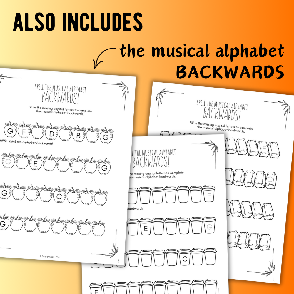 Fall MUSICAL ALPHABET Music Worksheets