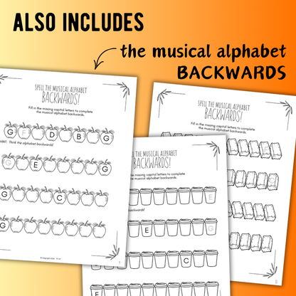 Fall MUSICAL ALPHABET Music Worksheets