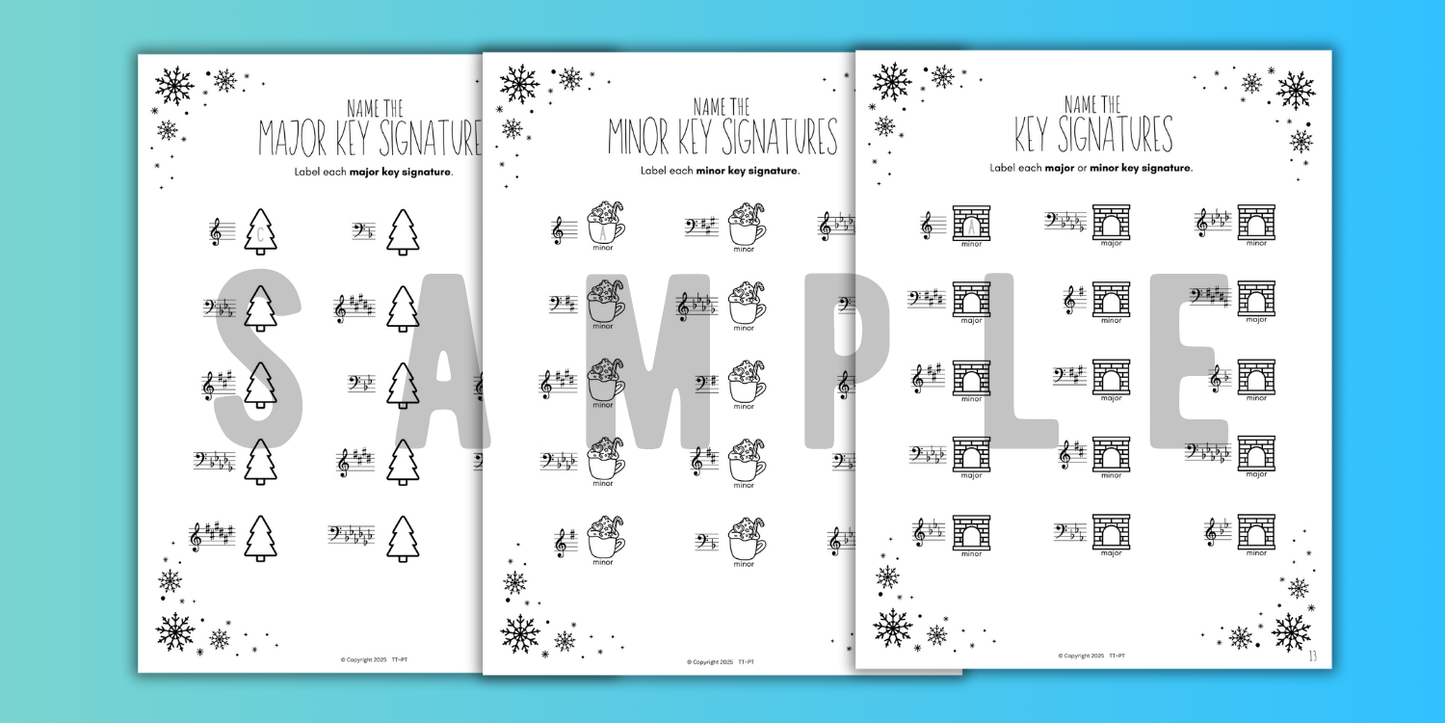 Winter KEY SIGNATURES Worksheets
