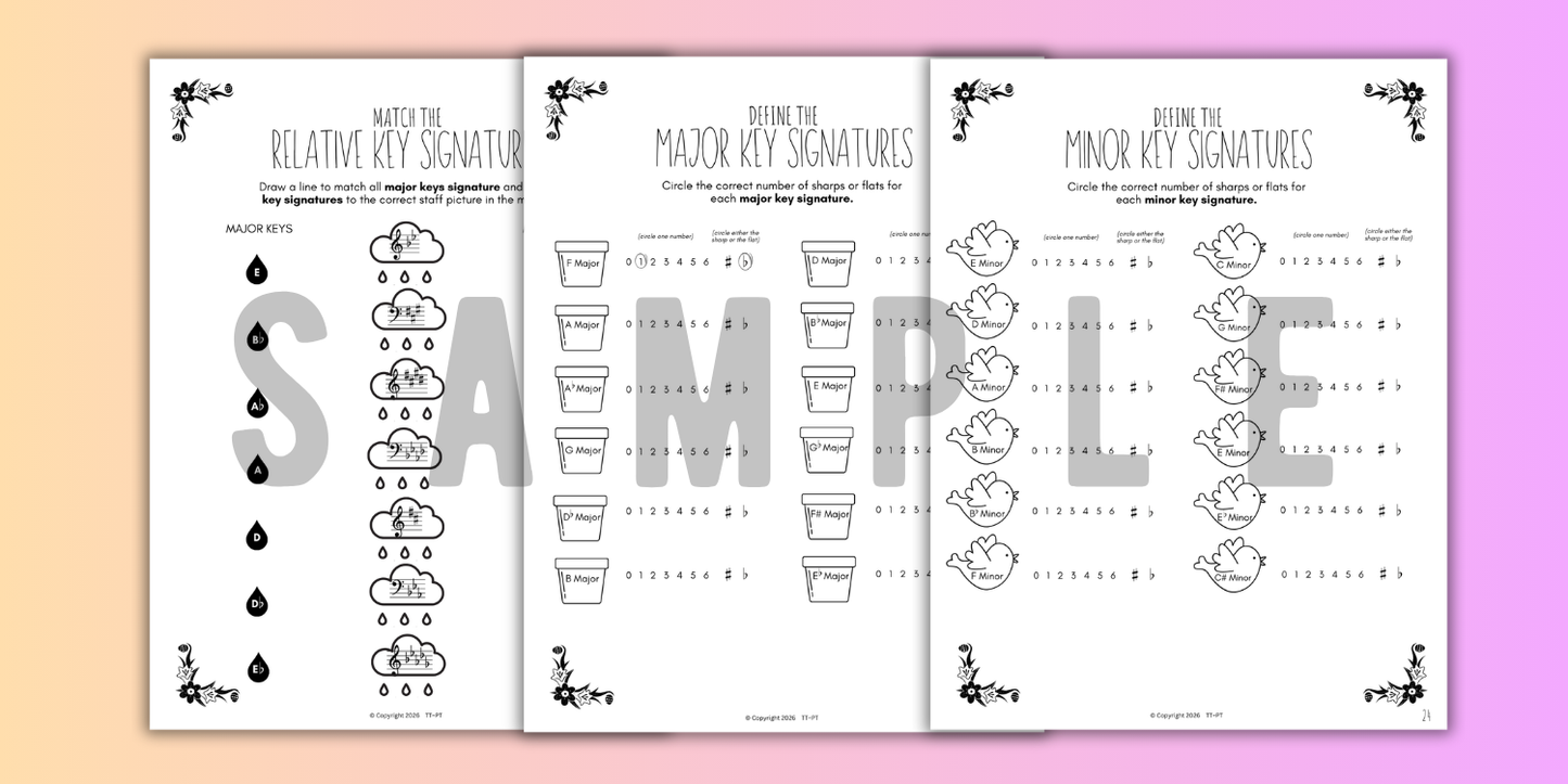 Spring KEY SIGNATURES Worksheets