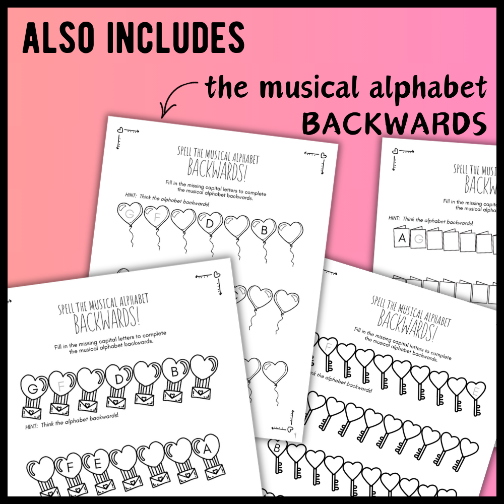Valentine's Day MUSICAL ALPHABET Music Worksheets