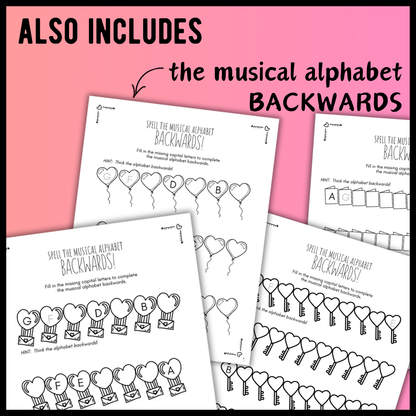Valentine's Day MUSICAL ALPHABET Music Worksheets