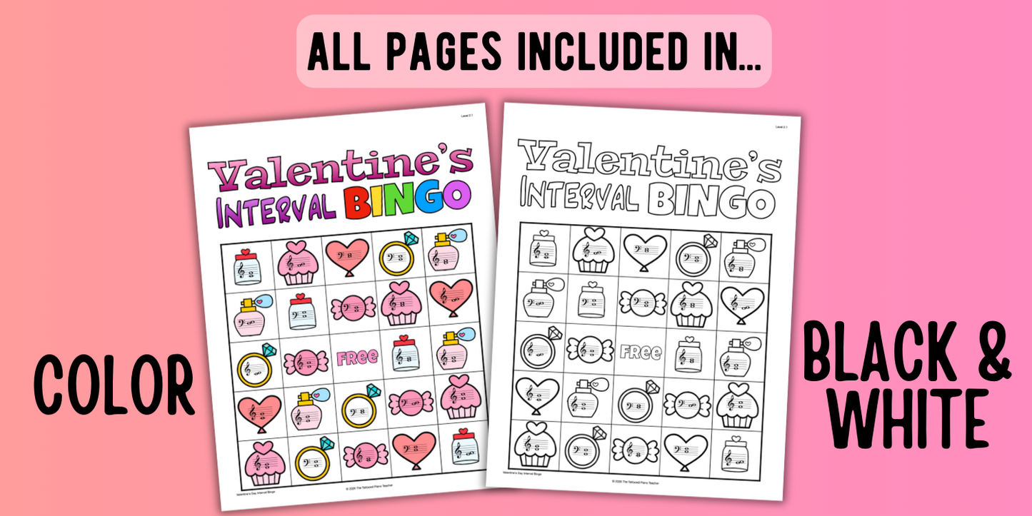 Valentine's Day Music Interval Bingo