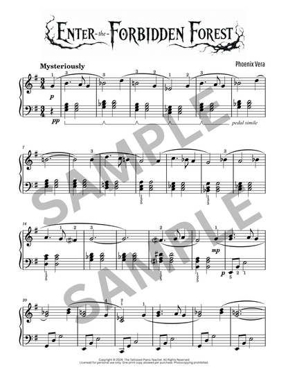 Enter the Forbidden Forest - Level 4 Early Intermediate Original Fantasy Piano Solo Sheet Music