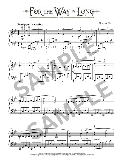 For the Way is Long - Level 5 Intermediate Original Fantasy Piano Solo Sheet Music