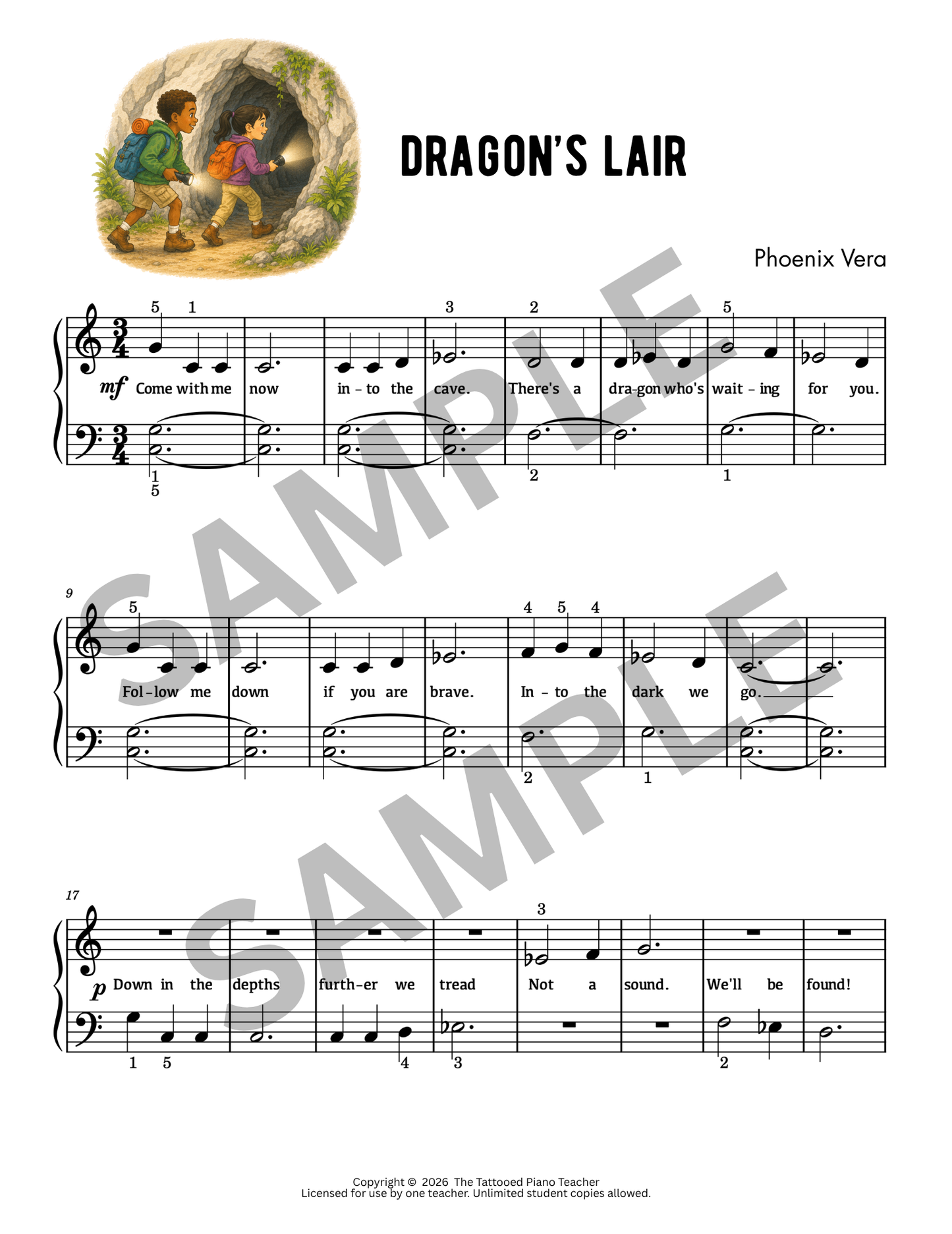 Dragon's Lair - Elementary Fantasy Piano Solo Sheet Music