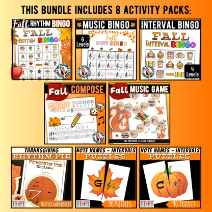Fall BIG Bundle - Music Activities + Worksheets