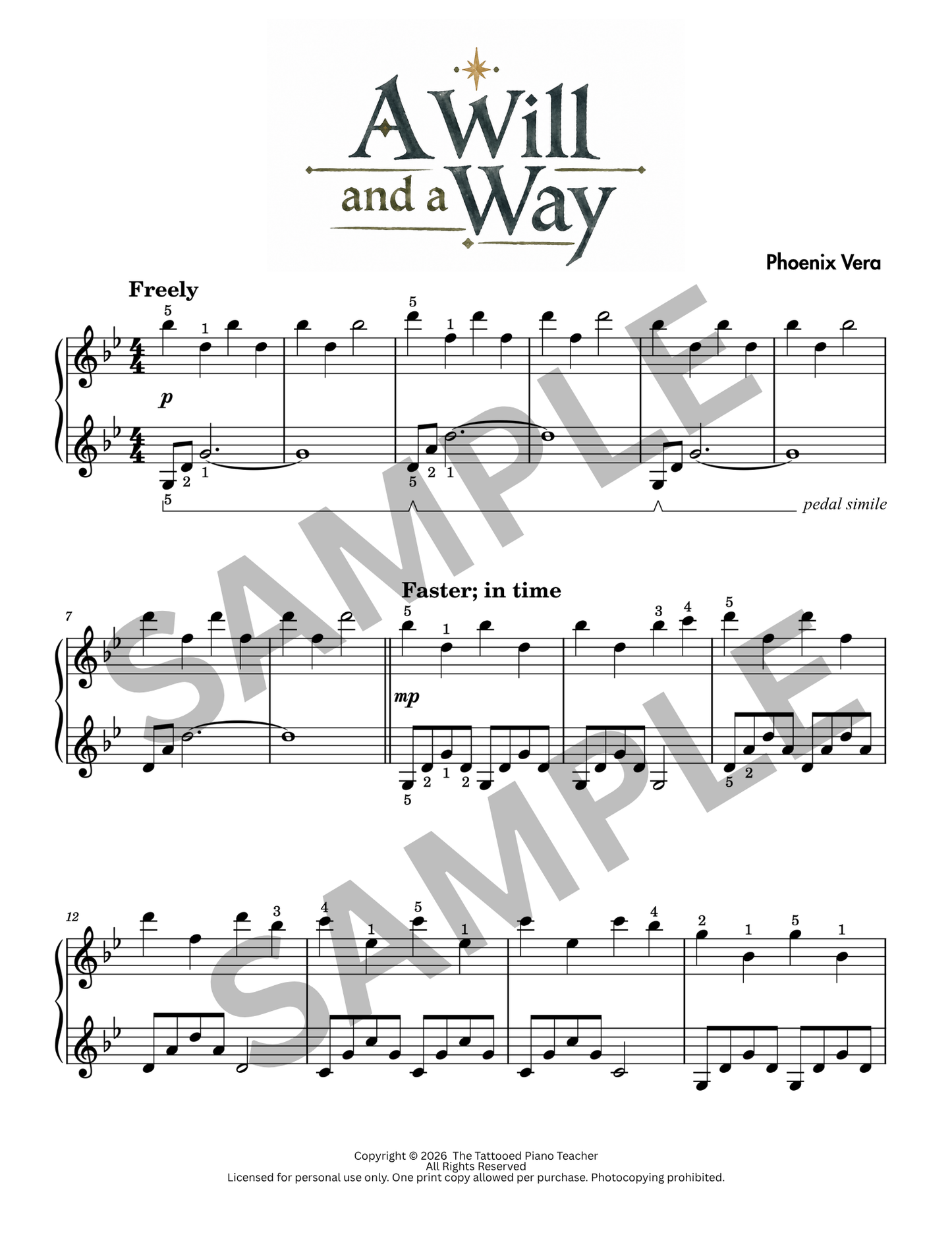 A Will and a Way - Level 3B Late Elementary Fantasy Piano Solo Sheet Music