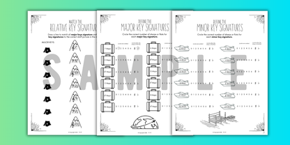 Summer KEY SIGNATURES Worksheets