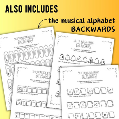 Back to School MUSICAL ALPHABET Music Worksheets