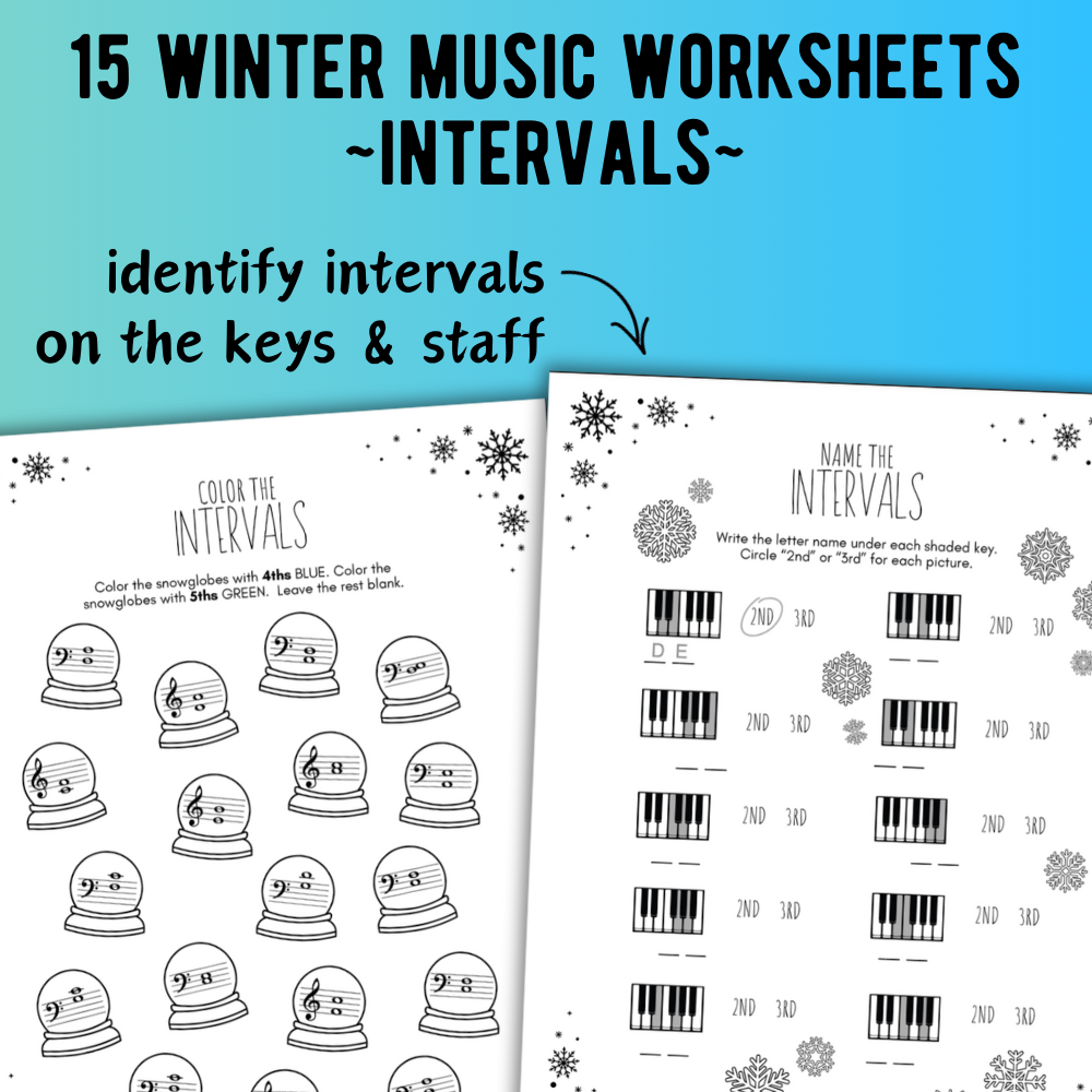 Winter INTERVALS Music Worksheets