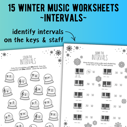 Winter INTERVALS Music Worksheets